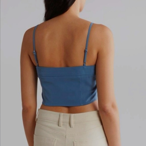 New ACOA Party Starter Crop Top Blue Square Neck Sz M - Picture 2 of 11